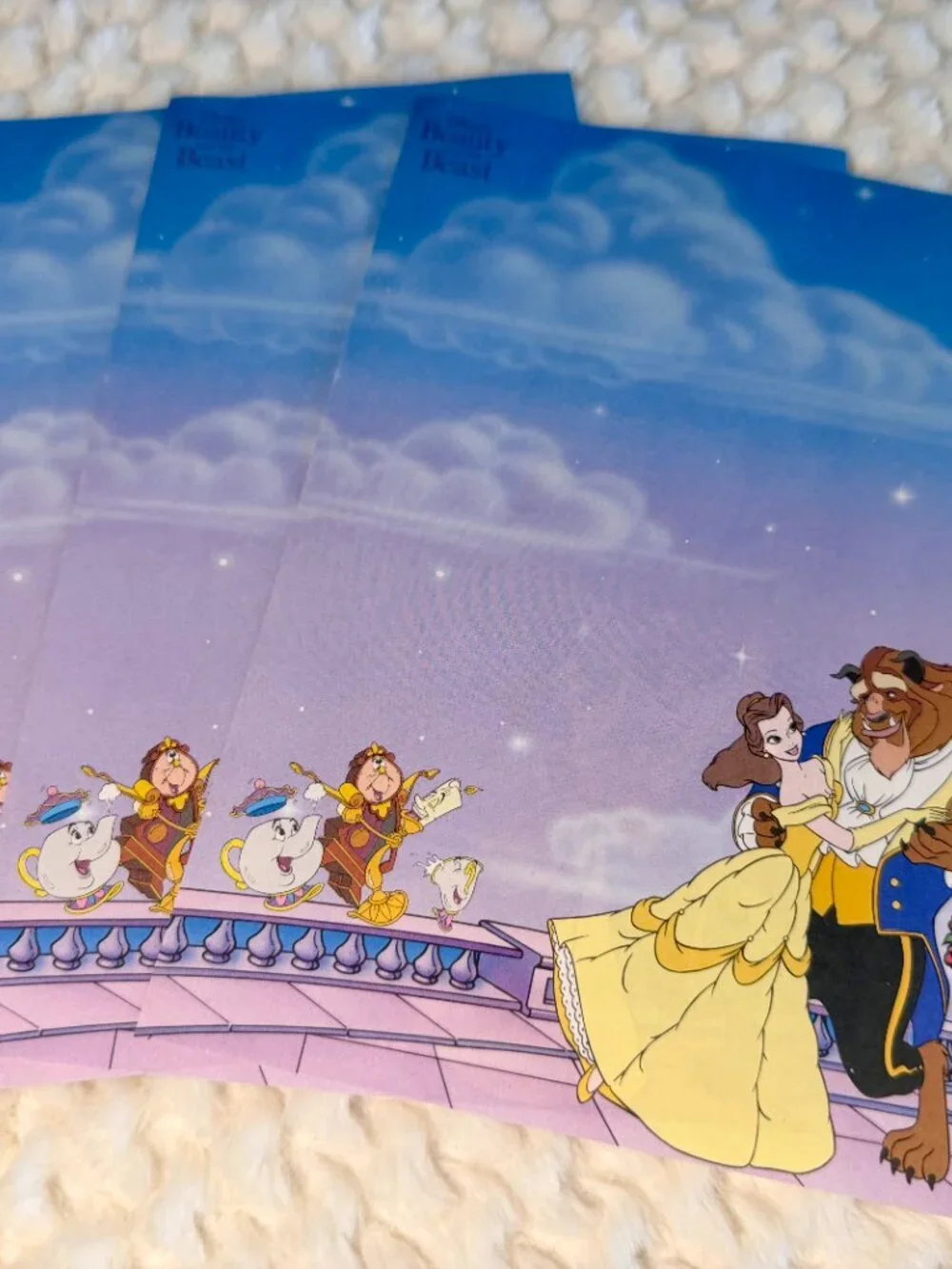 Vintage Disney Beauty & the Beast Stationary Paper (3 Sheets)